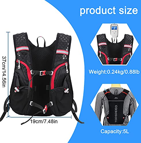 INOXTO Running Hydration Vest Backpack,Lightweight Insulated Pack with 1.5L Water Bladder Bag Daypack for Trail Hiking Running Cycling Race Marathon for Women Men - color: Black red