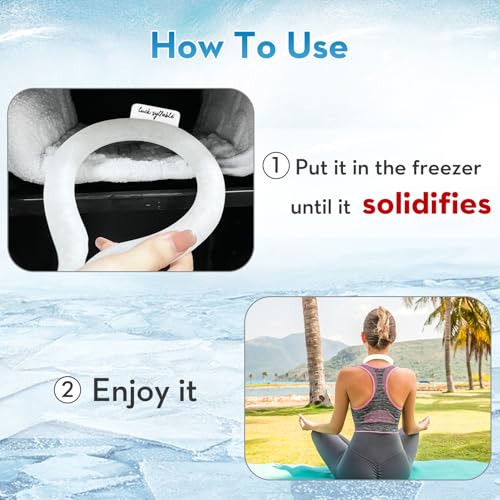 Neck CoolingTube with Insulated Bag, Reusable Ice Coolers Wearable Cooling Products, Neck Ice Coolers for HotWeather (White) - color: White