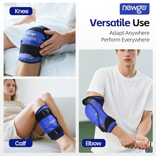 NEWGO Knee Ice Pack Wrap, 360° Full Wrap, Blue - color: Regular Blue 1-pack