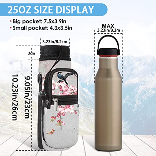 25/32/40/64oz Water Bottle Bag Holder Carrier-Insulated Crossbody Sling Case Sleeve with Strap & Pockets for Men Women Gym Cycling Travel Walking Hiking Camping - color: WBH-19, size: 25oz
