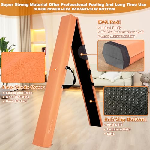 Marfula 6 FT / 8 FT / 9 FT Folding Gymnastics Beam Foam Balance Floor Beam - color: Light Orange, size: 6 Ft