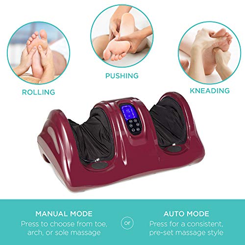 Best Choice Products Shiatsu Foot Massager for Pain Relief, Plantar Fasciitis, Neuropathy, Blood Circulation, Remote Control w/Compact Design - Burgundy - color: Burgundy