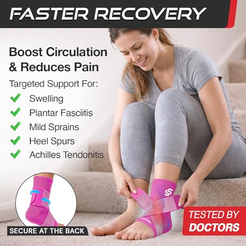 Sleeve Stars Ankle Brace Men & Women Support (Single/S:9"-10"/Hot Pink) - color: Hot Pink, size: Small