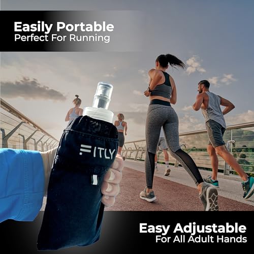 FITLY Handheld Running Water Bottle with Strap, 350ml Soft Flask