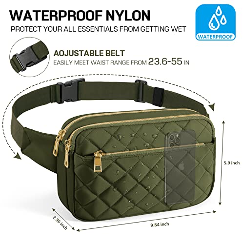 CXWMZY Fashion Fanny Packs for Women & Men, Girls Boys Teens Waist Bag Hip Bum Bag Cute Fanny Pack Casual Bum Bag with Multi-Pockets Adjustable Belts for Disney Traveling Cycling Running (Green) - color: Green