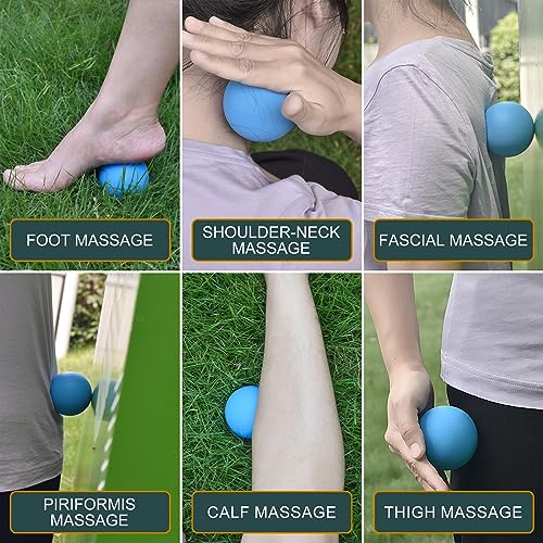 Massage Lacrosse Balls for Myofascial Release (2Pack, Rose Red and Purple) - color: Rose Red/Purple