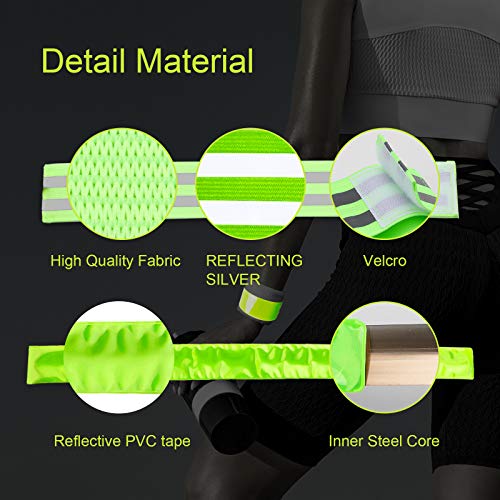 4PCS Reflective Running Gear, High Visibility Bands for Wrist Ankle Arm Leg
