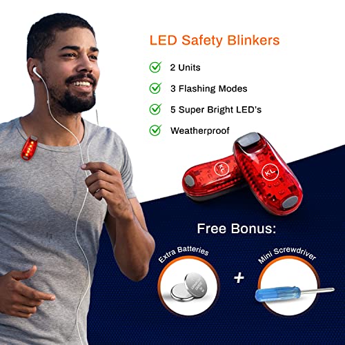 Reflective Running Gear Safety Bundle - Reflective Vest, LED Safety Light, Reflective Bands, Night Safety Gear for Runners, Cycling, Hiking, Walking - High Visibility Reflective Gear