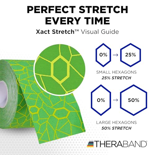 THERABAND Kinesiology Tape, Knee, Athletic, Roll, 2", Electric Green/Yellow - color: Electric Green/Yellow, size: 2" x 16.4, style: 1 Roll