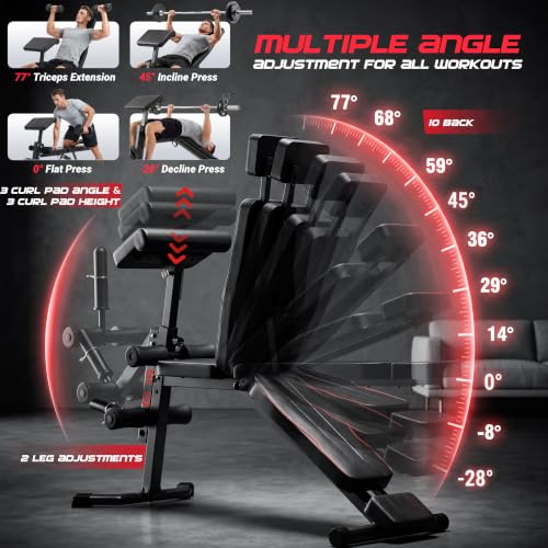 ANCHEER Adjustable Weight Bench with Leg Extension and Leg Curl