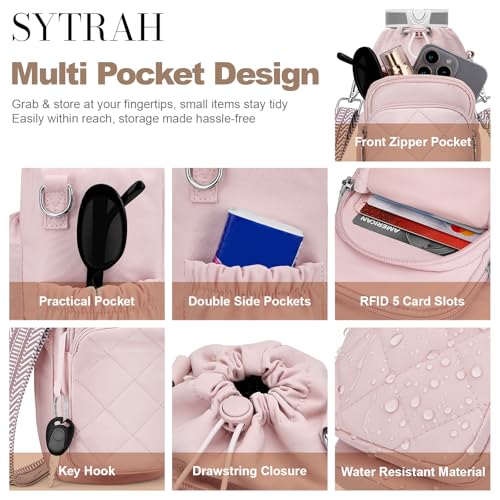 SYTRAH Water Bottle Bag Crossbody，Insulated Holder Purse - color: Pink