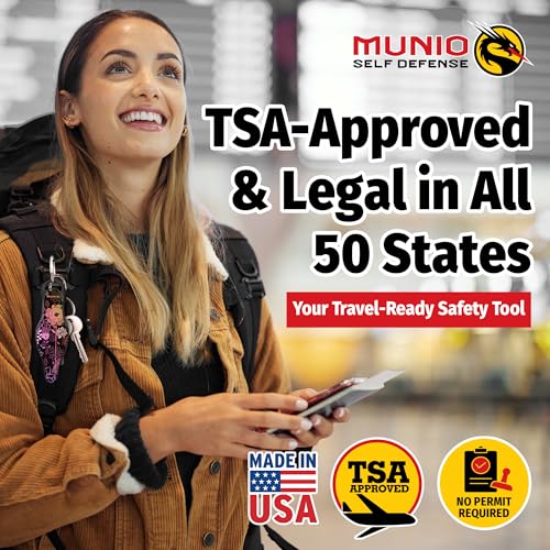 MUNIO Self Defense Keychain – Lightweight, Stylish & Portable Safety Tool for Women & Men – Non-Lethal Kubotan, Easy to Use - color: Modern Flowers