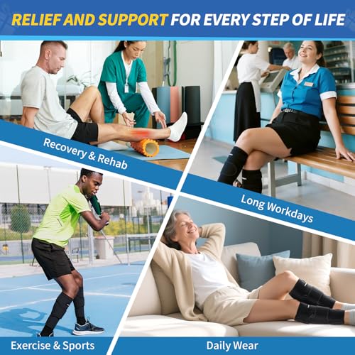 CAMBIVO Calf Brace 2 Pack Adjustable Compression Wrap for Torn Calf Muscle - size: Large