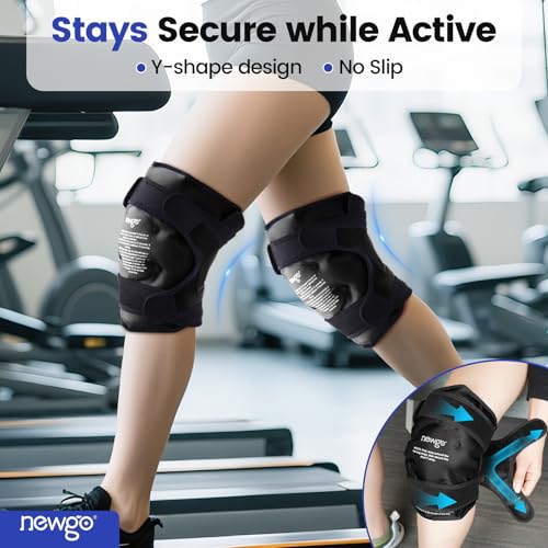 NEWGO Ice Pack for Knee Injuries Reusable, 360° Full Wrap, 2 Pack, Black - color: Regular Black 2-pack