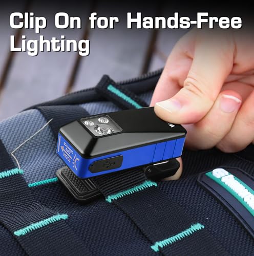 WORKPRO Rechargeable 500 Lumens EDC Flashlight Clip-on Light with 8 Modes - color: Blue