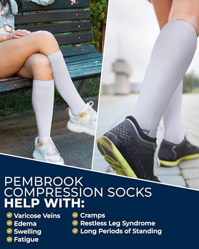 Pembrook Plus Size Compression Socks for Women Wide Calf - 3 Pairs, 20-30mmHg Extra Wide Calf Compression Socks, Up to 4XL - color: White - 3 Pairs, size: 3X-Large