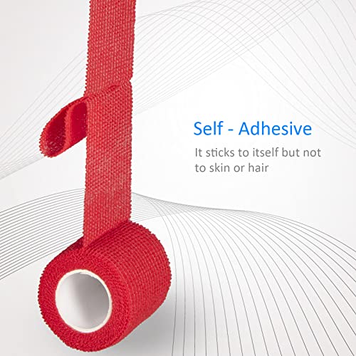 24Pcs Self Adherent Cohesive Bandages Wrap Self Adhesive 2 inch Red - color: Red, size: 24Pcs