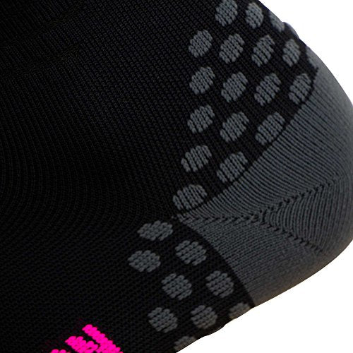 Compression Ankle Socks for Running - Moisture Wicking, Dot Padding - color: 1 Pair - Black/Neon Pink, size: Small
