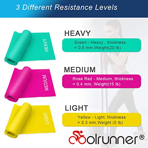 Coolrunner 7FT Long Latex Free Elastic Flat Exercise Band Set of 3