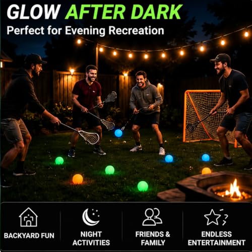 12 Pack Glow in Dark Practice Lacrosse Ball, Orange, Blue, Green, Round