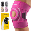 CAMBIVO Knee Brace with Side Stabilizers & Gel Pad, Open Patella Adjustable - color: Hot Pink, size: Medium