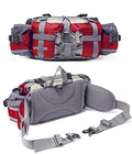 VISCNE Outdoor Fanny Pack Hiking Fishing Waist bag 2 Water Bottle Holder Lumbar Pack - color: Red