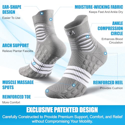 NEENCA Professional Compression Socks for Women Men Circulation, 20-30 mmHg - color: Gray White, size: Small