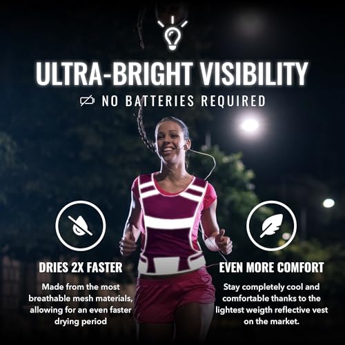 Mesh Safety Vest with Pocket & 2 Wrist Bands, High-Visibility Running Vest - color: Pink, size: Medium