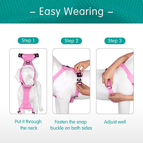 PoyPet Mesh Dog Harness, Reflective Breathable Puppy Vest for Small Dogs - color: Light Pink, size: S