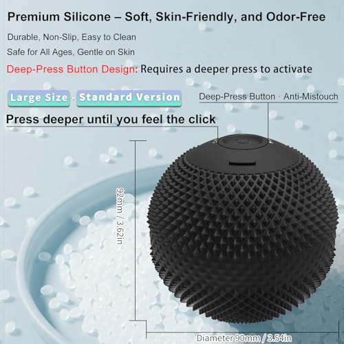 Vibrating Massage Ball with Heat, 7 Modes, Memory, 3.6 in, Black - color: Black