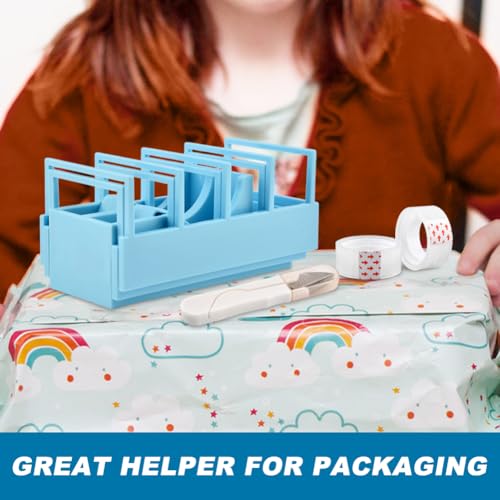 Double Tapes Dispenser Tape Holder for Convenient Cutting Assistant 18 Tape Strips in Second Portable Ribbon Cutter Machine(Color:Blue)