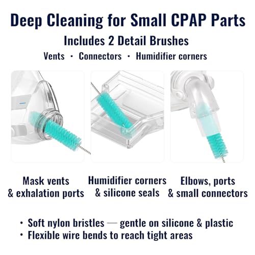 CPAP Cleaning Kit for Hose and Mask, Dual-Ended Hose Cleaner Brush for 22mm & 15mm Tubing, Collapsible Wash Basin, 2 Detail Brushes, Hook & Storage Bag, CPAP Cleaning Supplies - color: Pro