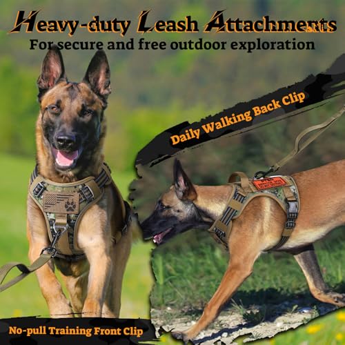 rabbitgoo Tactical Dog Harness Medium Sized, No Pull Service Pet Vest - color: Brown Camo, size: M(chest:20.1"-33.9",neck:17.7"-22.3",back:7.5")