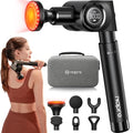 NAPRE Massage Gun with Heat,Deep Tissue Handheld Percussion Back Massager for Muscle/Neck/Body Pain Relief with Long Extension Retractable Handle,32-Speeds,Foldable,5 Adjustable Angles,with Carry Case - color: Classic Black