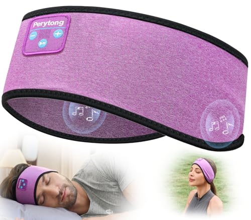 Perytong Sleep Headphones Bluetooth Headband Over On Ear Bluetooth 5.4 Sleeping Earbuds Earphones, Wireless Headphones for Side Sleepers Men Women Sports, Insomnia, Yoga, Air Travel, Meditation - color: HB Violet