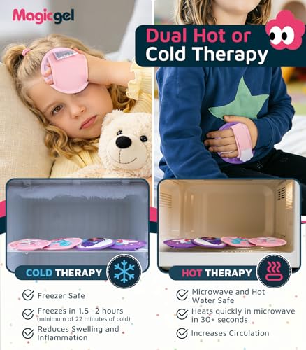 Magic Gel Kids Ice Packs for Boo Boos with Extra Adjustable Strap, 4 Pack Cute Mini Gel Ice Pack for Kids, Small Handheld Ice Packs, Hot Cold Therapy for Head Knee Elbow Bump Bruise- Mermaid & Unicorn - style: Mermaid & Unicorn