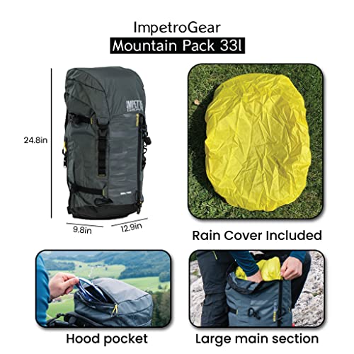 Mountain Backpack for Men and Women - Lightweight Hiking Backpack with Mesh Pocket, Hood Pocket - Outdoor Backpack for Traveling and Camping - Camping Backpack with Detachable Water Bladder - style: Mountain Backpack