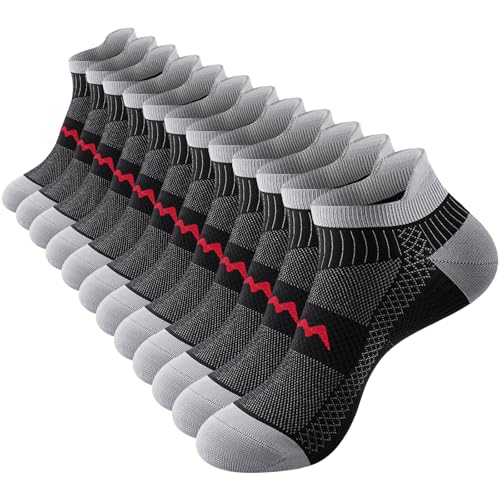 Ankle Compression Socks for Men & Women, 6 Pairs, Low Cut - color: Black, size: Large