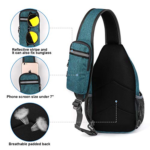 WATERFLY Crossbody Sling Backpack Sling Bag Travel Hiking Chest Bags Daypack (Teal blue) - color: B-teal Blue