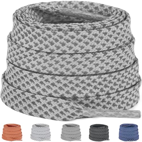9mm Flat Reflective Shoe Laces for Hiking Running Sneakers - color: Gray, size: 54in/140cm