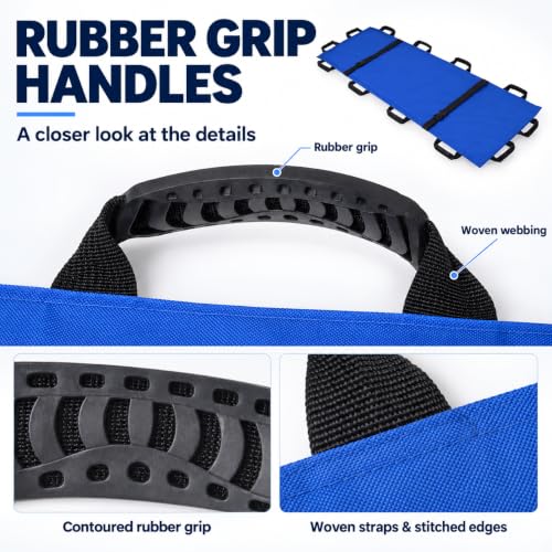 Portable Vet Dog Stretcher Gurney with 12 Rubber Handles, 400 lbs - color: Blue, size: One-Pack