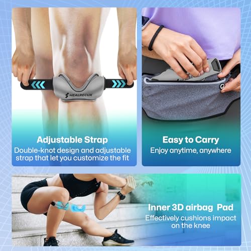 Healrecux Patellar Tendon Support Strap, Silicone Patella Knee Strap, Non-Slip Patella Stabilizer Knee Band for Jumpers Knee, Tendonitis, Basketball, Volleyball, Squats - Dark Gray 2 Pack - color: Gray