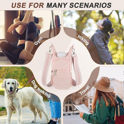 Water Bottle Carrier Bag with Adjustable Strap, for 18/32/40oz Bottle - color: Pink