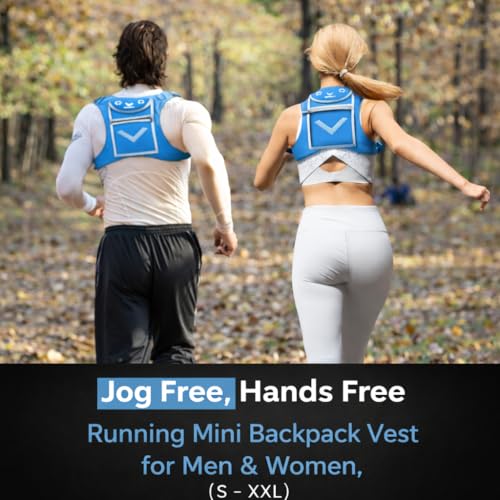Runtasty Running Mini Backpack Vest for Men & Women, Reflective Phone Holder, Fits Any Phone & iPad Mini, Lightweight Gear - color: Sky Blue