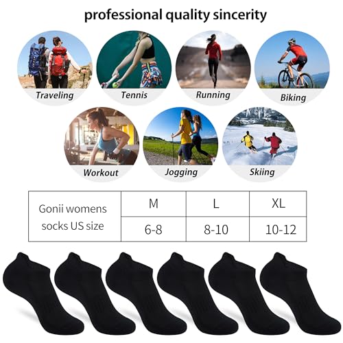 ATBITER Women's Ankle Socks Cushioned Running Athletic No Show Socks-6Pairs - color: 6pairs Black, size: 8-10