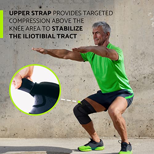 GARNO Knee Brace for Women and Men: Pain Relief Support for Running, Arthritis, Meniscus Tear, ACL - Patellar Tendon Compression Sleeve with Strap IT Band Stabilizer - size: XX-Large