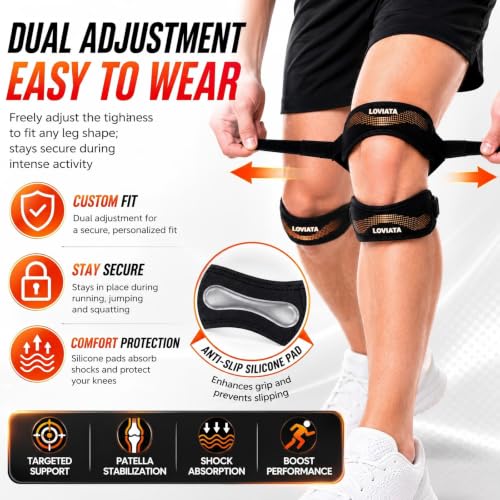 1 Pack Orange Dual Patella Knee Strap, Knee Pain Relief Support - color: Orange