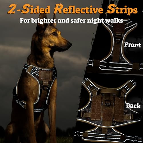 rabbitgoo Tactical Dog Harness Medium Sized, No Pull Service Pet Vest - color: Desert Camo, size: M(chest:20.1"-33.9",neck:17.7"-22.3",back:7.5")
