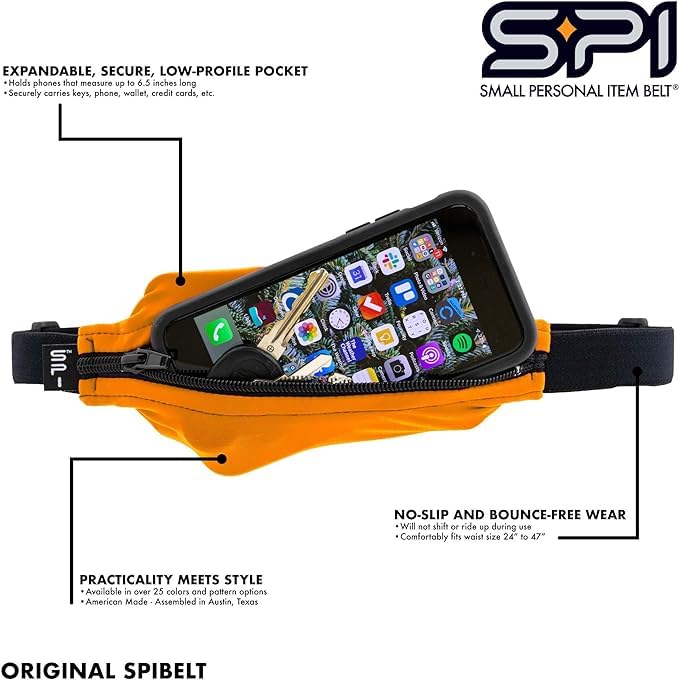 SPIbelt Running Belt Original Monochromatic, Women Men, Phone Holder for Running, Running Fanny Pack, Holder for Phone, Running Waist Pack, Adjustable Waist, [Fits All Phones]. White w/White Zipper - color: White/White Zipper