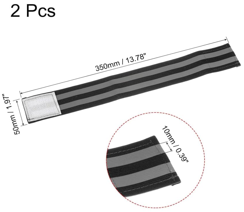 2 Pc Reflective Arm Bands Leg Straps for Running Cycling Night Safety Black